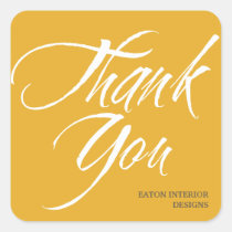 Thank You labels bold brush stroke golden yellow stickers