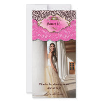 Thank You Leopard Lace Jewel Sweet 16 Pink