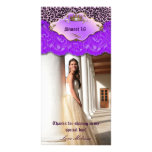 Thank You Leopard Lace Jewel Sweet 16 Purple Photo Card Template