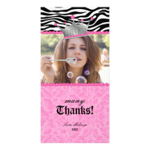Thank You leopard zebra Lace Crown Jewel Sweet 16 Custom Photo Card