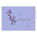 Thank You, Mange Tak, Danish, Purple Sweet Peas Cards