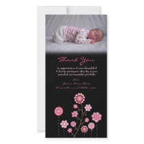 Thank You Note Baby Girl Pink Photo Card Template