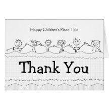 thank you note card with happy children