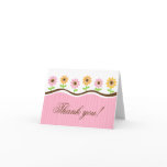 Thank you note card with pink and yellow flowers