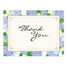 Thank You Notes Blue Hydrangea Lace Floral Formal Postcard