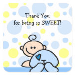 Thank You OH BOY Baby Shower square sticker stickers