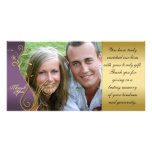 Thank You Photo Wedding Card Classy Purple & Gold Custom Photo Card