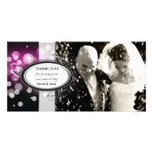 Thank You Photo Wedding Card Pink Bright Light Picture Card