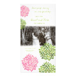 Thank You Pink & Green Blooms Wedding Photo Photo Card
