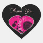 "Thank You" - Pink Sunflower Heart Heart Stickers