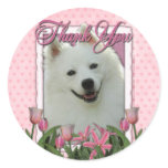 Thank You - Pink Tulips - American Eskimo stickers