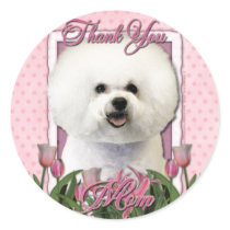 Thank You - Pink Tulips - Bichon Frise
