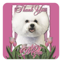 Thank You - Pink Tulips - Bichon Frise