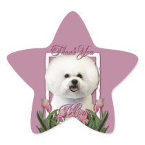 Thank You - Pink Tulips - Bichon Frise