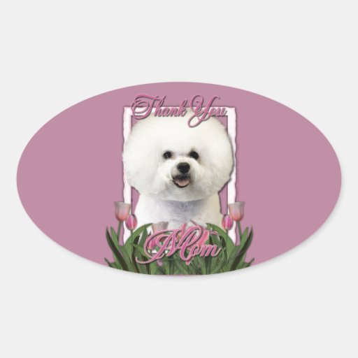 Thank You - Pink Tulips - Bichon Frise Stickers