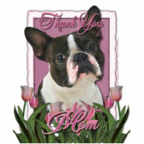 Thank You - Pink Tulips - Boston Terrier