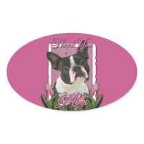 Thank You - Pink Tulips - Boston Terrier