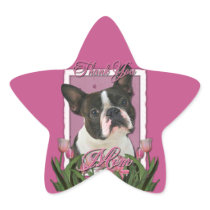 Thank You - Pink Tulips - Boston Terrier