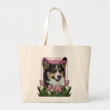 Thank You - Pink Tulips - Corgi Tote Bags