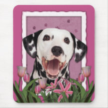 Thank You - Pink Tulips - Dalmatian Mouse Pads