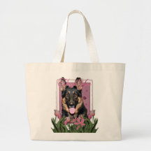 Thank You - Pink Tulips - German Shepherd - Kuno Canvas Bags