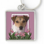 Thank You - Pink Tulips - Jack Russell keychains