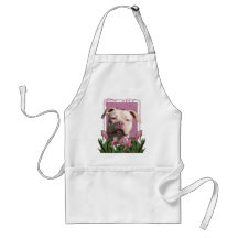 Thank You - Pink Tulips - Pitbull - Jersey Girl Apron
