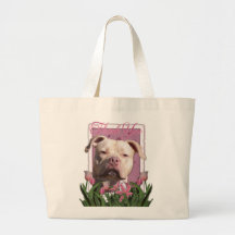 Thank You - Pink Tulips - Pitbull - Jersey Girl Canvas Bags