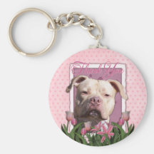 Thank You - Pink Tulips - Pitbull - Jersey Girl Keychain