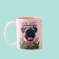 Thank You - Pink Tulips - Pug mugs