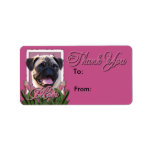 Thank You - Pink Tulips - Pug Personalized Address Label