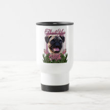 Thank You - Pink Tulips - Pug Mugs