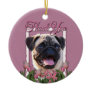 Thank You - Pink Tulips - Pug Ornaments