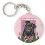 Thank You - Pink Tulips - Pug - Ruffy Key Chains