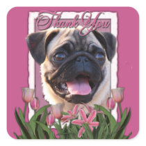 Thank You - Pink Tulips - Pug