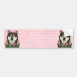 Thank You - Pink Tulips - Shiba Inus - Yasha Bumper Stickers