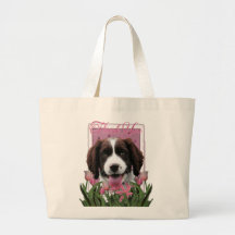 Thank You - Pink Tulips - Springer Spaniel -Baxter Tote Bag