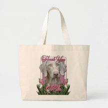 Thank You - Pink Tulips - Weimeraner - Blue Eyes Tote Bags