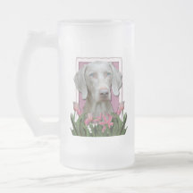 Thank You - Pink Tulips - Weimeraner - Blue Eyes Coffee Mug
