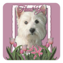 Thank You - Pink Tulips - West Highland Terrier