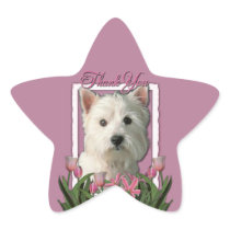 Thank You - Pink Tulips - West Highland Terrier