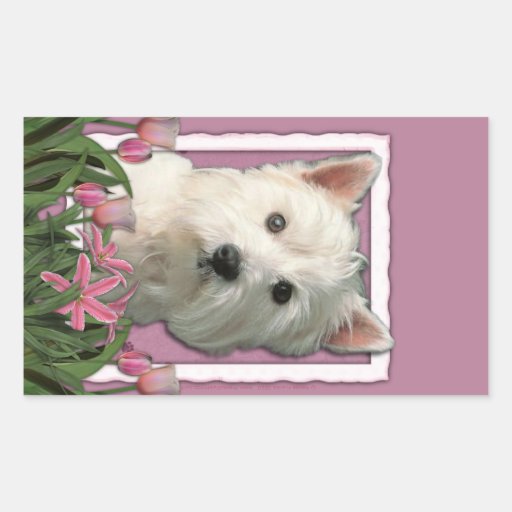 Thank You - Pink Tulips - West Highland Terrier Sticker