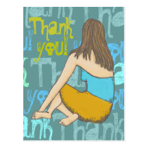 Thank you postcards, with Seated Female