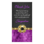 "thank you" purple black wedding party photo card template