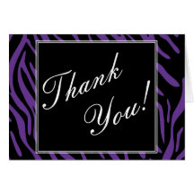 Thank You Purple Zebra Stripe Cards