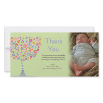 Thank You Retro Tree New Baby Gift Photocard Photo Card