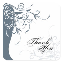 Thank You Seal - Blue & White Floral Wedding Stickers