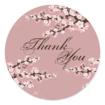 Thank You Seal - Dusty Rose Cherry Blossom Wedding Round Sticker