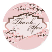 Thank You Seal - Pink Cherry Blossom Wedding Sticker