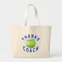 Thank You Softball Coach Greeting Cards & Gifts Tote Bags